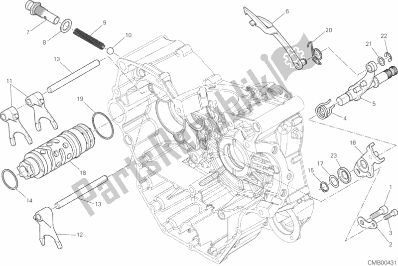 Todas as partes de Shift Cam - Garfo do Ducati Monster 821 Stripes AUS 2017